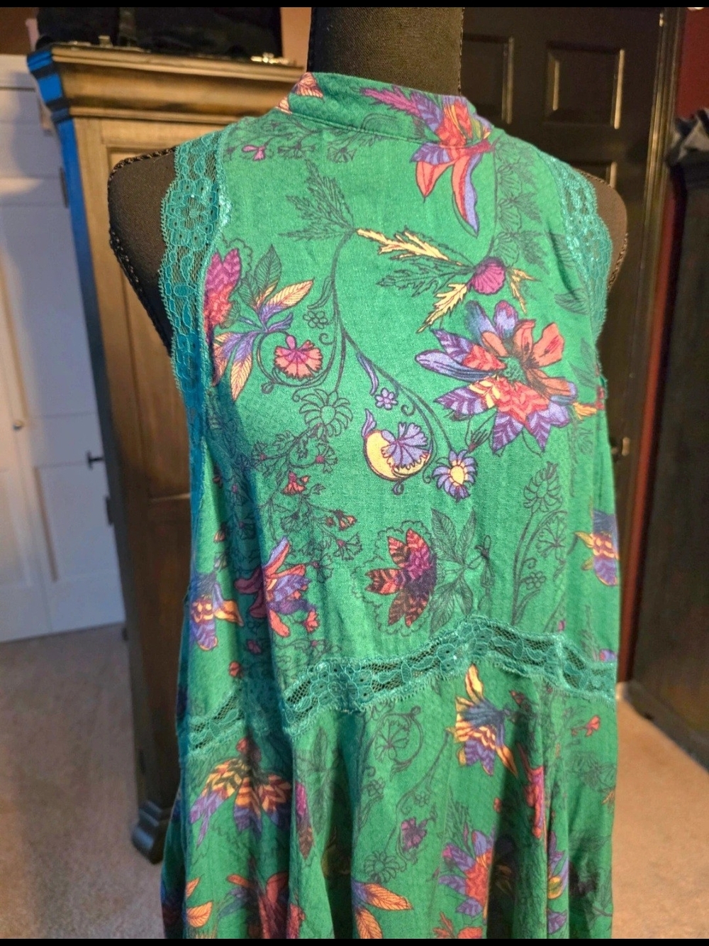 Free People Teal and Purple Floral Scarf Top - Picture 2 of 5